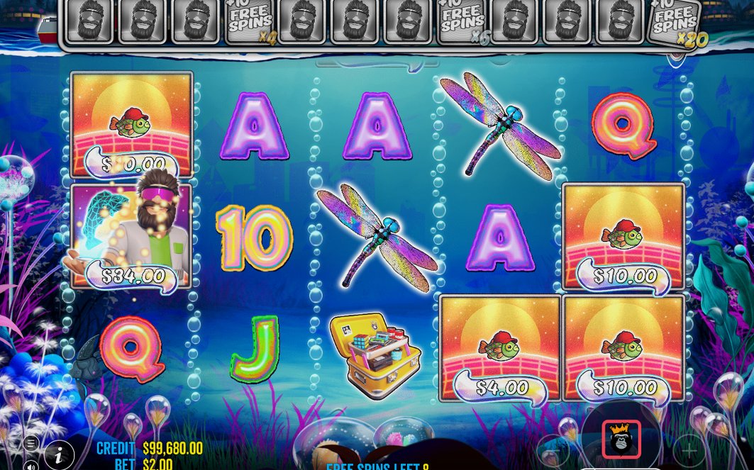 Free Spins counter with spins left and current multiplier