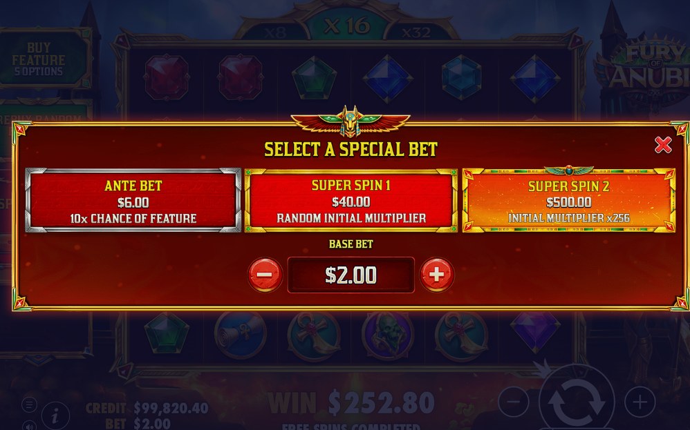Gamble screen offering a double before the round