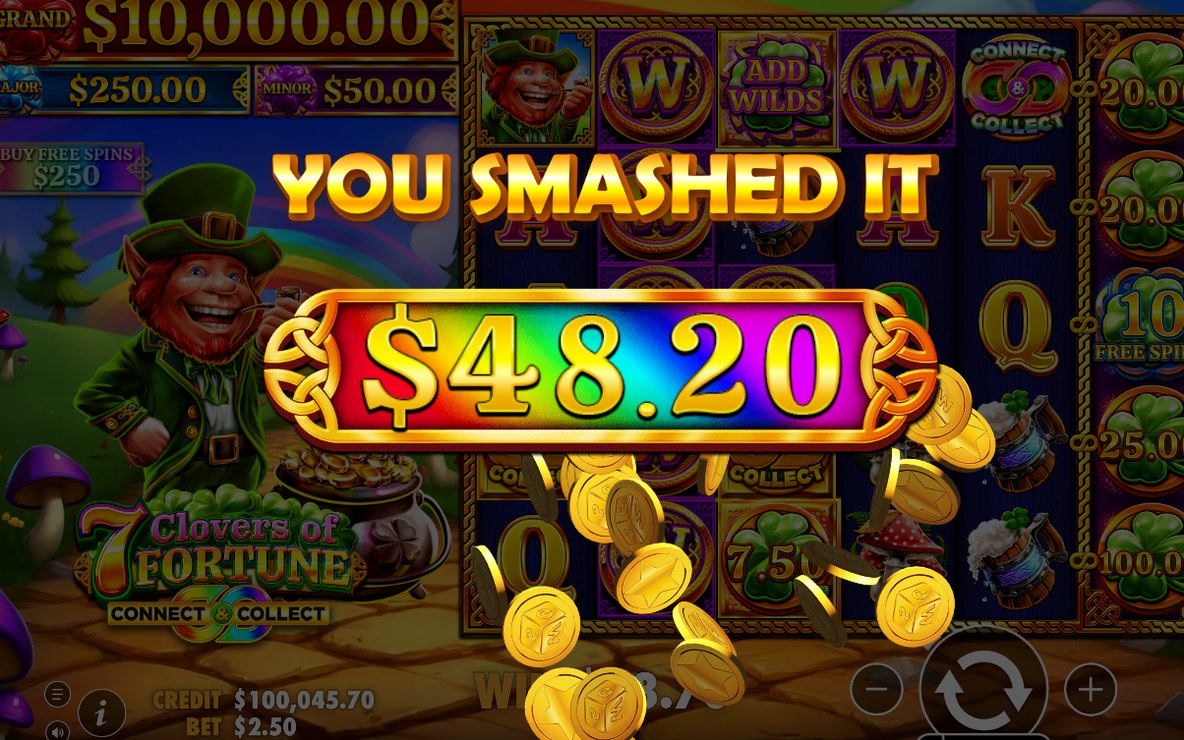 Win screen with the total win for the round
