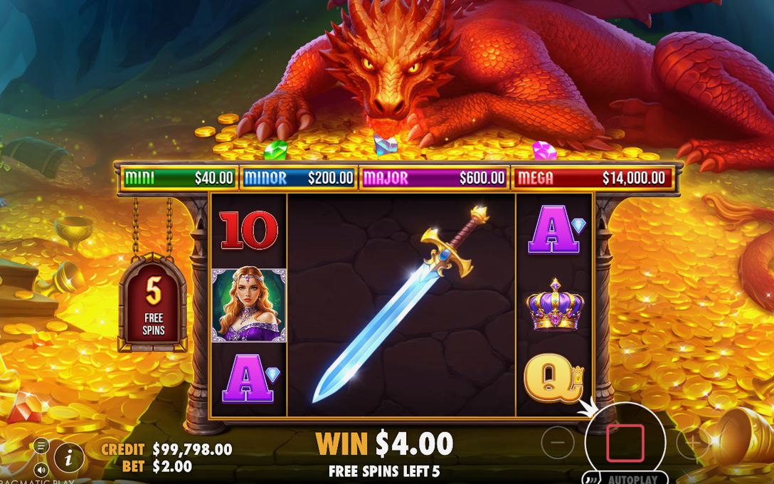 Free Spins screen with the elevated paytable in use
